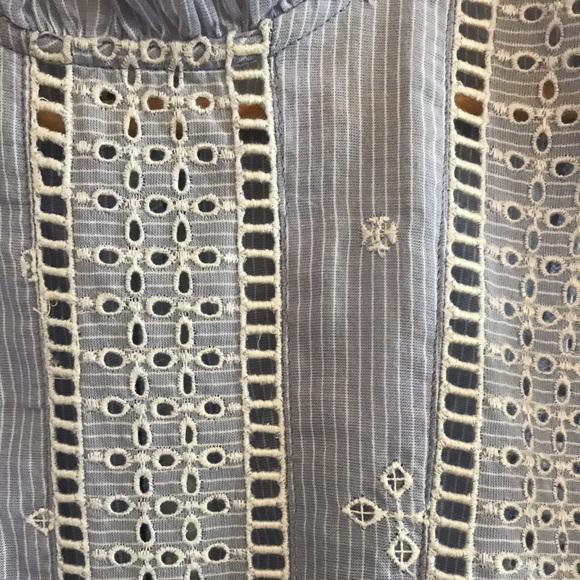 Topshop blue lace short sleeve blouse - Picture 4 of 4